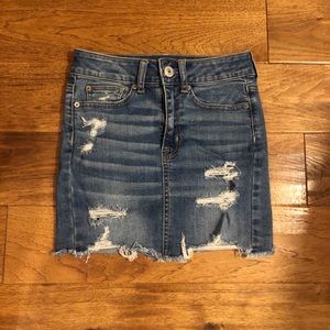 Lightly Distressed Denim Skirt